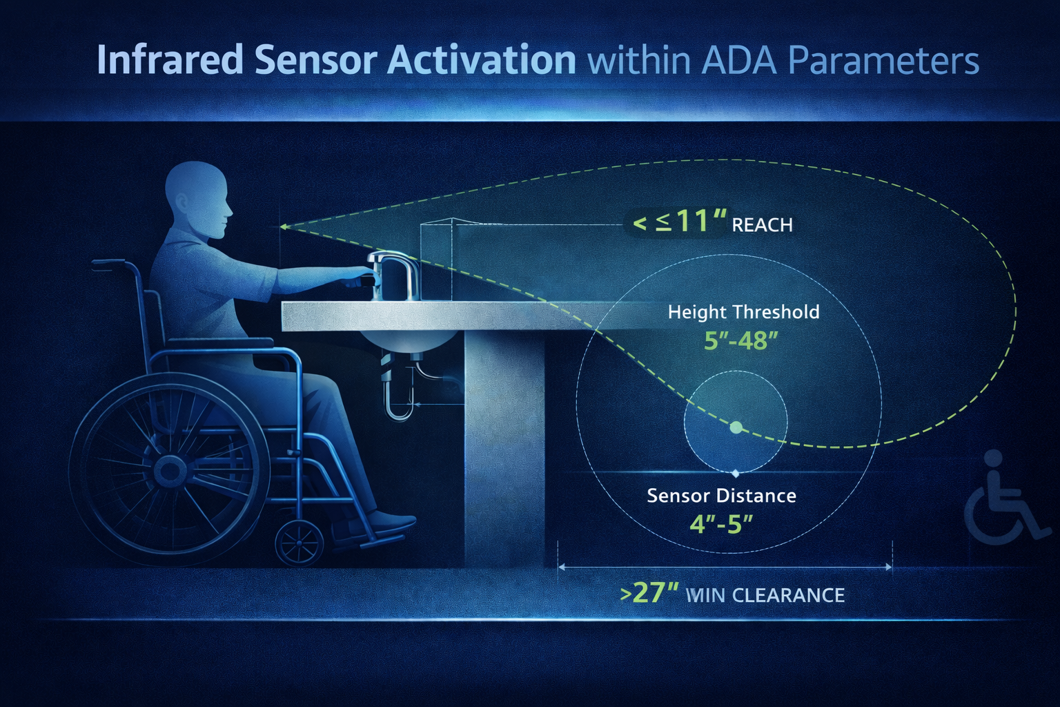 Infrared sensor activation within ADA parameters